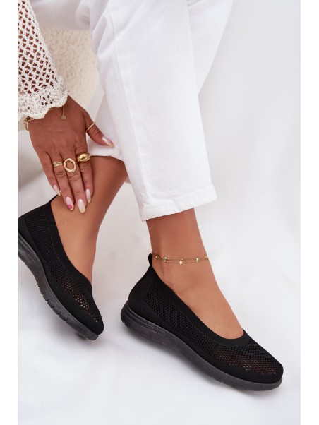 Ladies Mesh Ballerinas In Sporty Style Black Virella