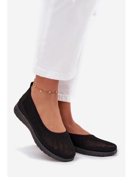 Ladies Mesh Ballerinas In Sporty Style Black Virella