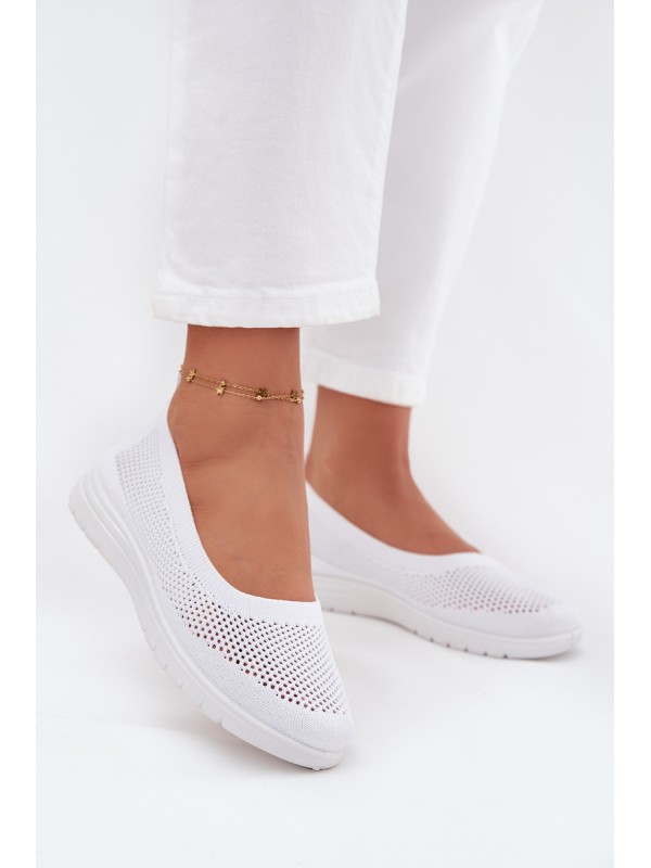 Ladies Mesh Ballet Flats In Sporty Style White Virella