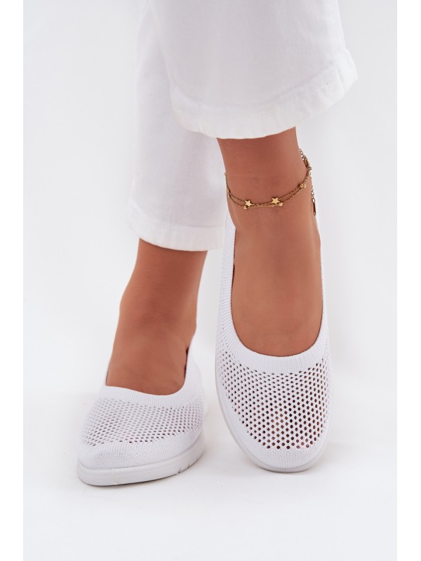 Ladies Mesh Ballet Flats In Sporty Style White Virella 2