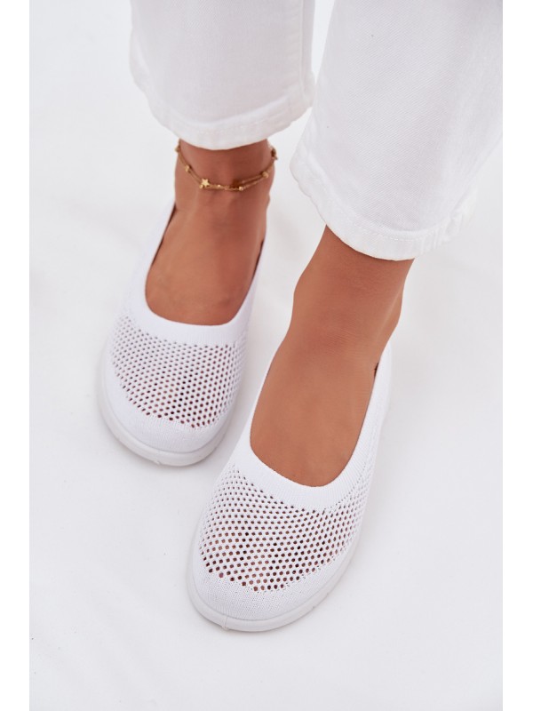 Ladies Mesh Ballet Flats In Sporty Style White Virella