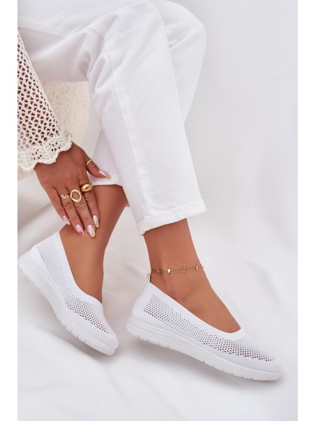 Ladies Mesh Ballet Flats In Sporty Style White Virella