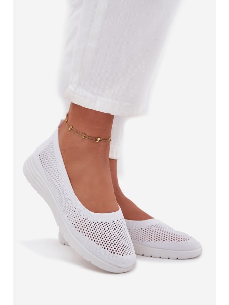 Ladies Mesh Ballet Flats In Sporty Style White Virella