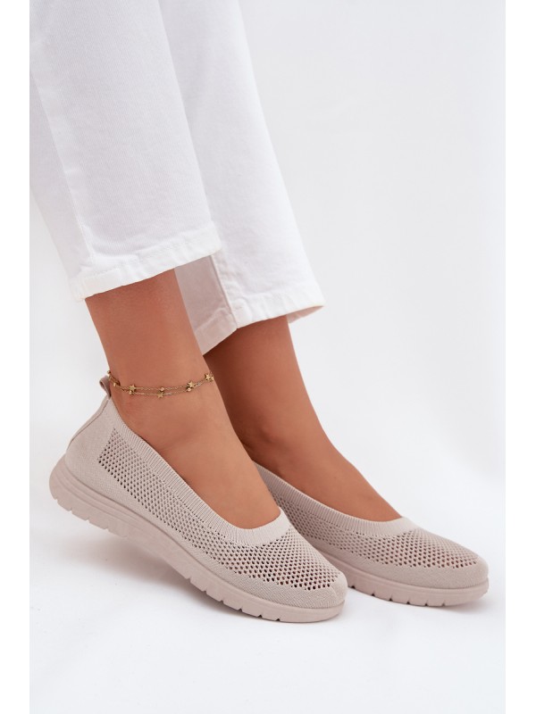 Ladies Mesh Ballerinas In Sporty Style Beige Virella