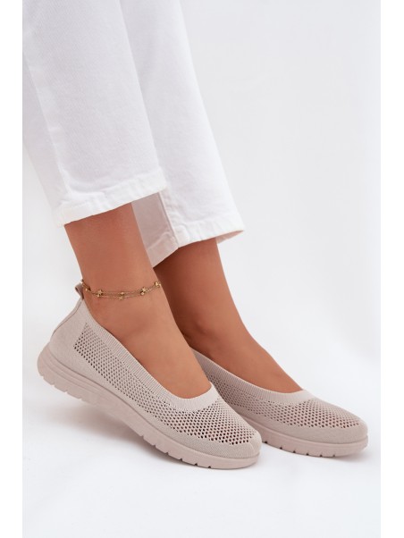 Ladies Mesh Ballerinas In Sporty Style Beige Virella