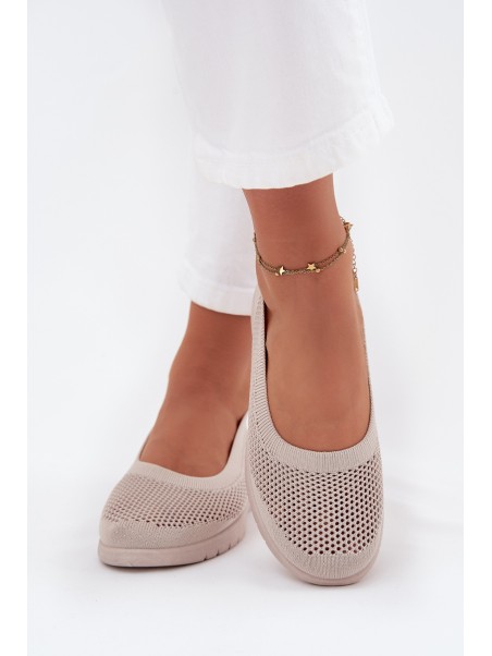 Ladies Mesh Ballerinas In Sporty Style Beige Virella