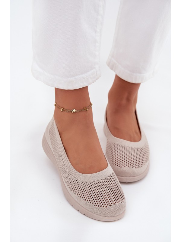 Ladies Mesh Ballerinas In Sporty Style Beige Virella