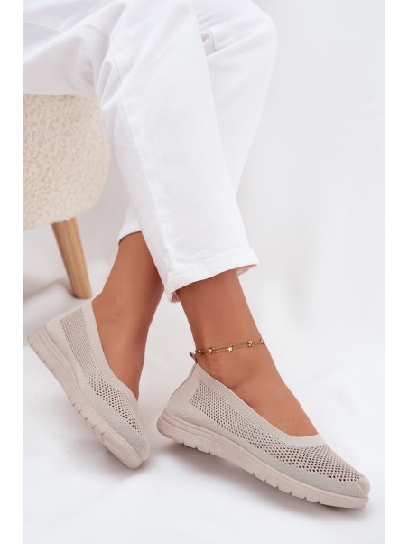 Ladies Mesh Ballerinas In Sporty Style Beige Virella