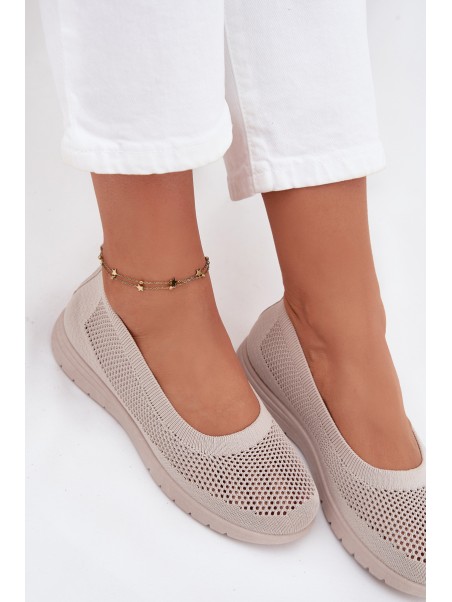Ladies Mesh Ballerinas In Sporty Style Beige Virella