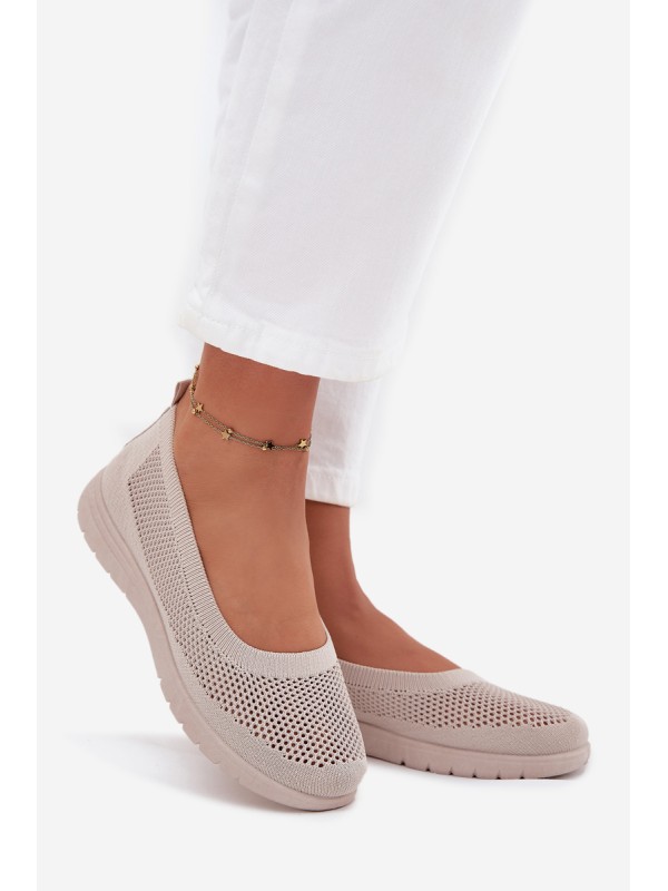 Ladies Mesh Ballerinas In Sporty Style Beige Virella