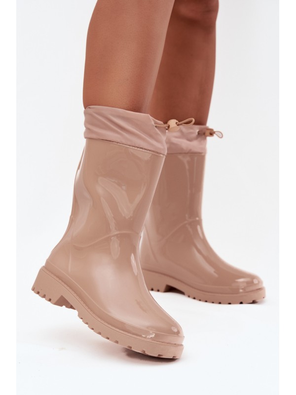 Beige Women's Rain Boots With Elastic Kessia
