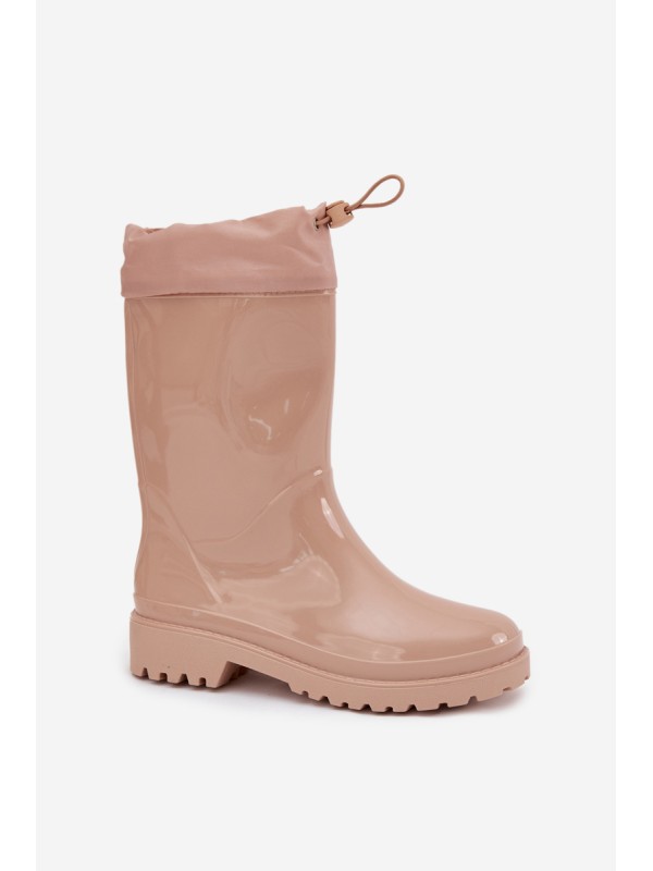 Beige Women's Rain Boots With Elastic Kessia