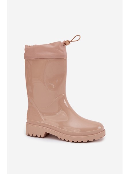 Beige Women's Rain Boots With Elastic Kessia