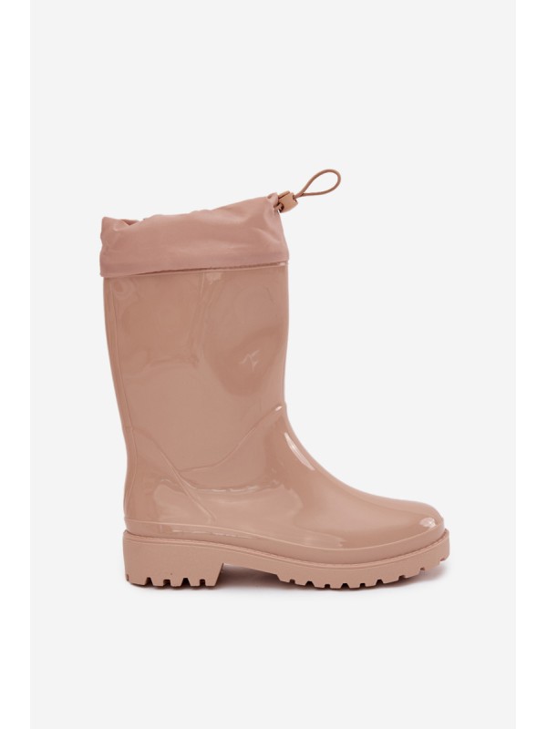 Beige Women's Rain Boots With Elastic Kessia