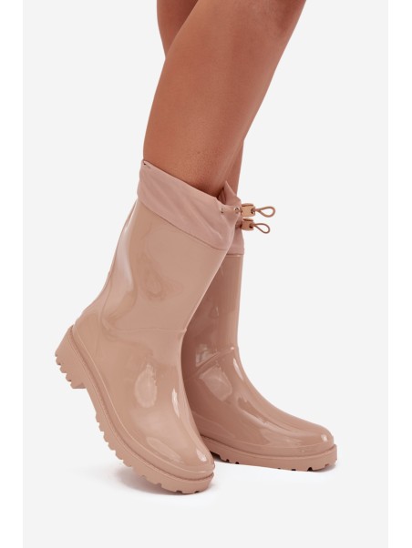 Beige Women's Rain Boots With Elastic Kessia