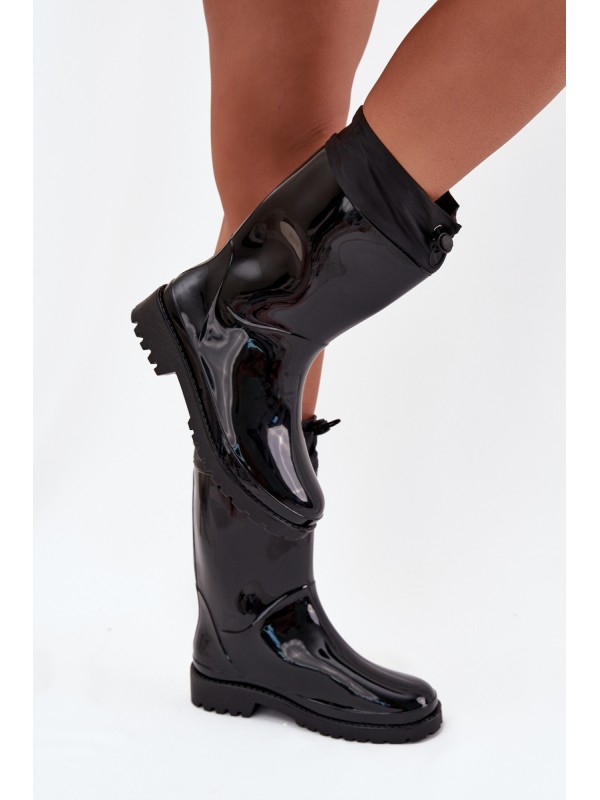 Women's Rain Boots With Drawstring Black Kessia