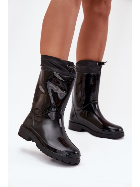 Women's Rain Boots With Drawstring Black Kessia