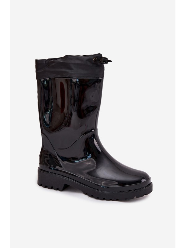 Women's Rain Boots With Drawstring Black Kessia