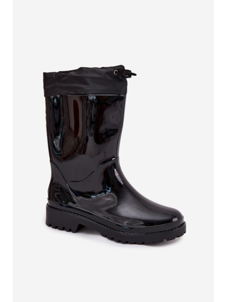 Women's Rain Boots With Drawstring Black Kessia
