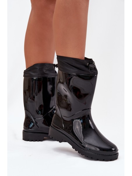 Women's Rain Boots With Drawstring Black Kessia