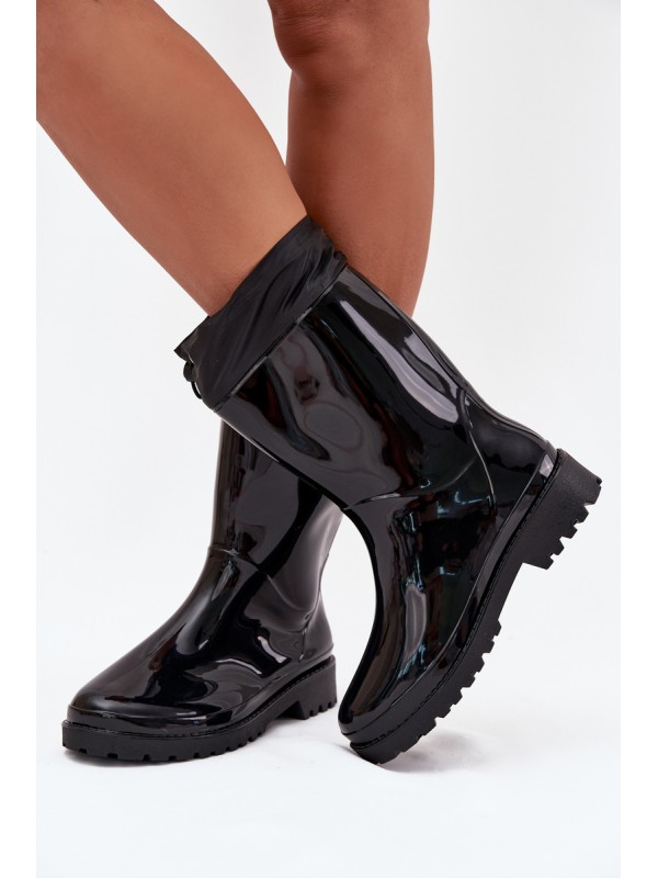 Women's Rain Boots With Drawstring Black Kessia