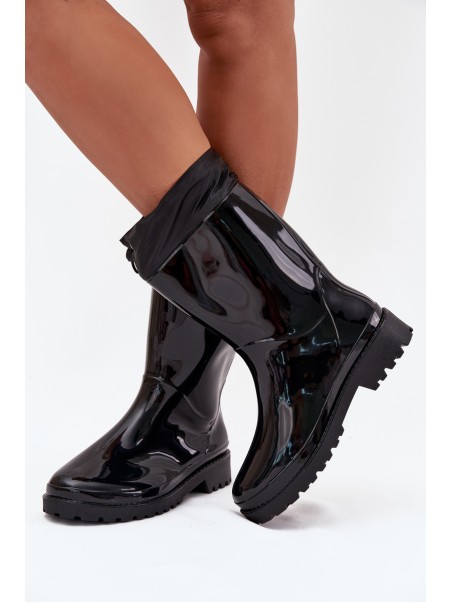 Women's Rain Boots With Drawstring Black Kessia