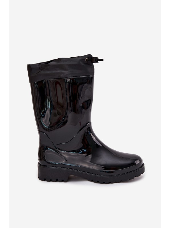 Women's Rain Boots With Drawstring Black Kessia