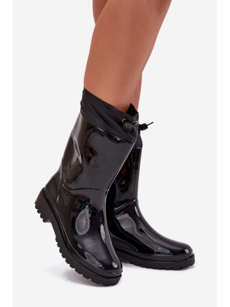 Women's Rain Boots With Drawstring Black Kessia