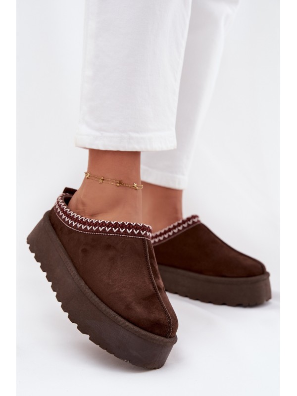 Low Women's Snow Boots with Embroidery on Platform Chocolate Narirya 2