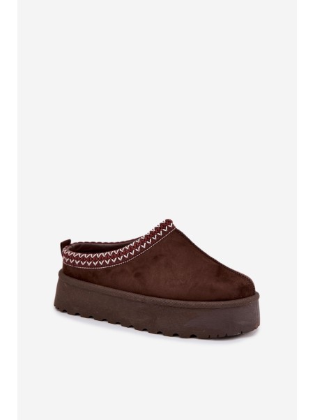 Low Women's Snow Boots with Embroidery on Platform Chocolate Narirya