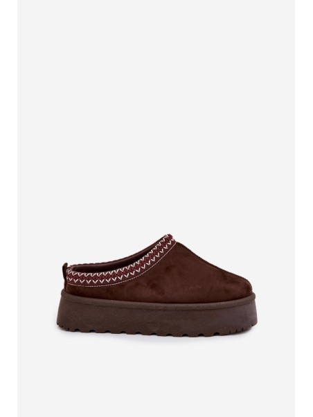 Low Women's Snow Boots with Embroidery on Platform Chocolate Narirya