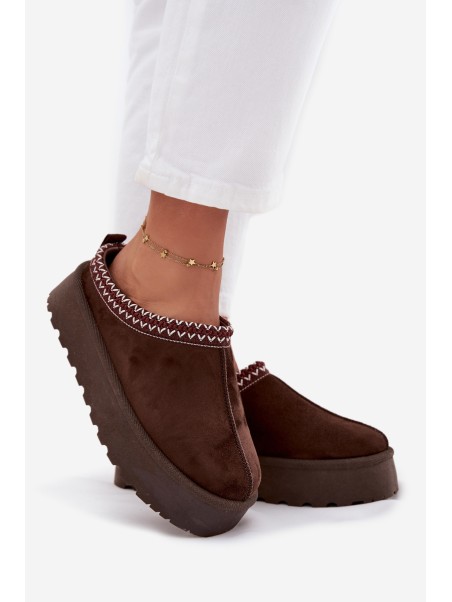 Low Women's Snow Boots with Embroidery on Platform Chocolate Narirya