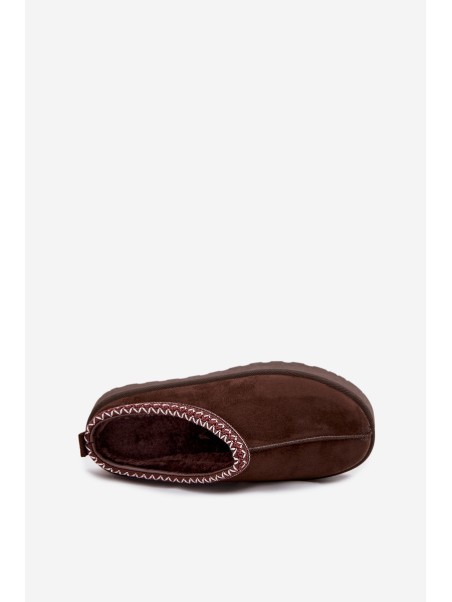 Low Women's Snow Boots with Embroidery on Platform Chocolate Narirya