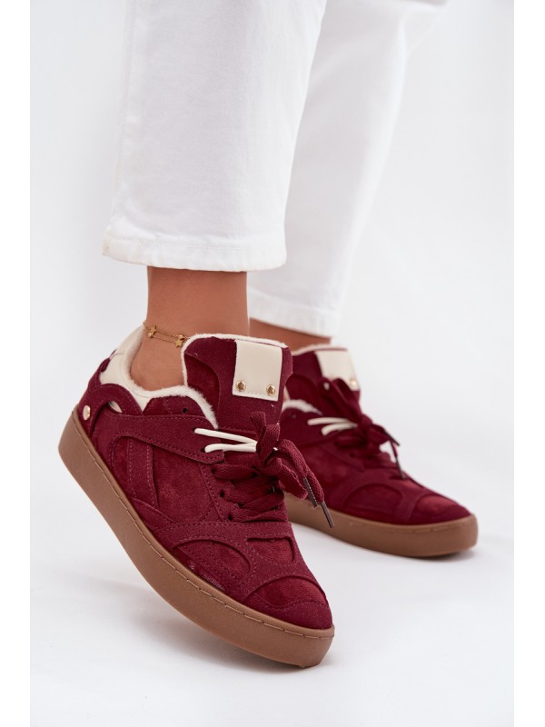 Women's Sneakers Platform with Fur Lined Bordeaux Solvia
