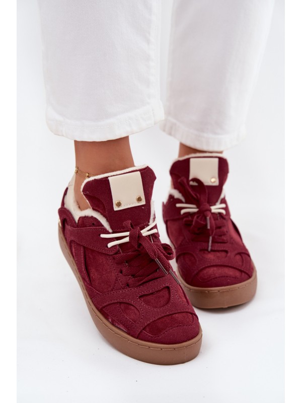 Women's Sneakers Platform with Fur Lined Bordeaux Solvia