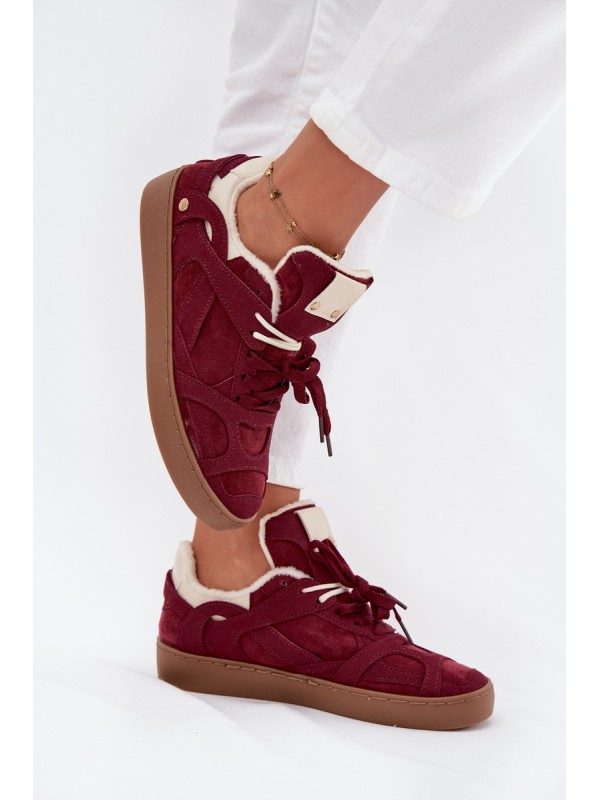 Women's Sneakers Platform with Fur Lined Bordeaux Solvia