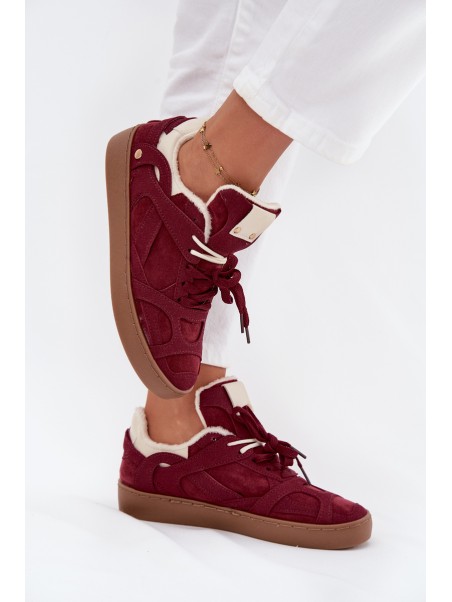 Women's Sneakers Platform with Fur Lined Bordeaux Solvia