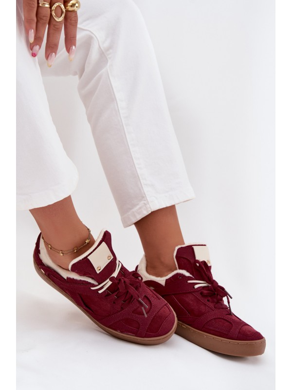 Women's Sneakers Platform with Fur Lined Bordeaux Solvia