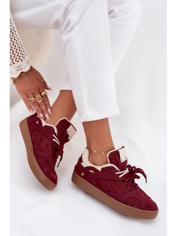 Women's Sneakers Platform with Fur Lined Bordeaux Solvia