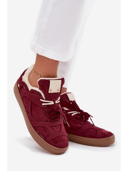 Women's Sneakers Platform with Fur Lined Bordeaux Solvia