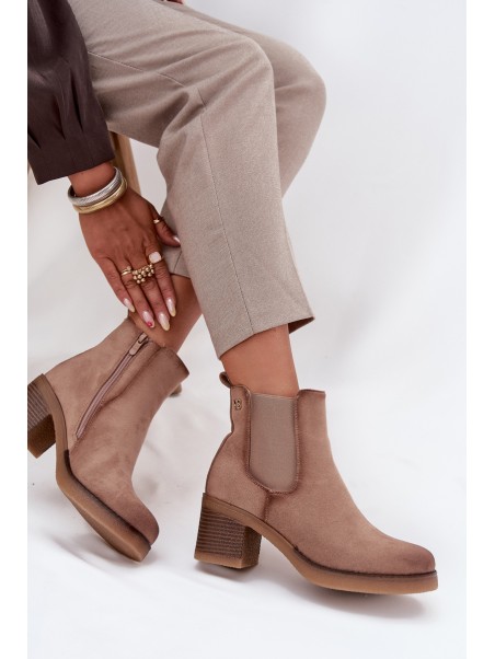 Women's ankle boots with heel lined beige Zelia