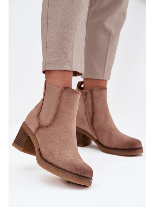 Women's ankle boots with heel lined beige Zelia 2