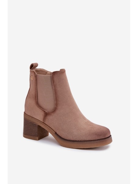 Women's ankle boots with heel lined beige Zelia