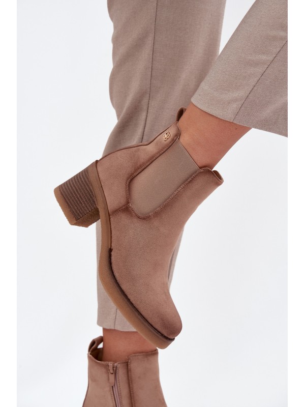 Women's ankle boots with heel lined beige Zelia