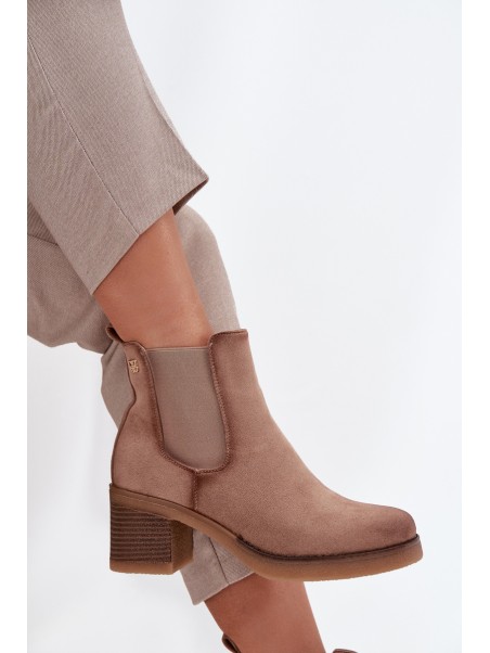 Women's ankle boots with heel lined beige Zelia