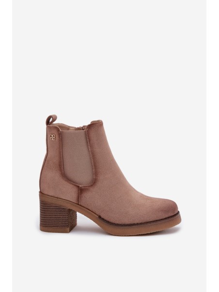 Women's ankle boots with heel lined beige Zelia
