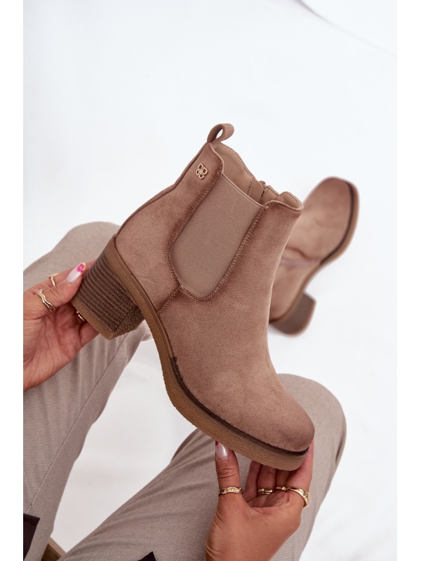 Women's ankle boots with heel lined beige Zelia