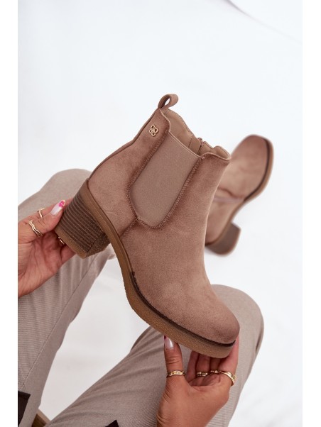 Women's ankle boots with heel lined beige Zelia
