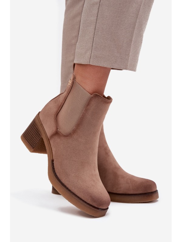 Women's ankle boots with heel lined beige Zelia