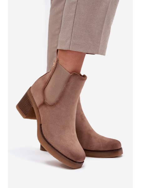 Women's ankle boots with heel lined beige Zelia